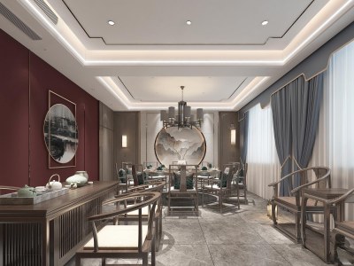 新中式包厢3D模型下载